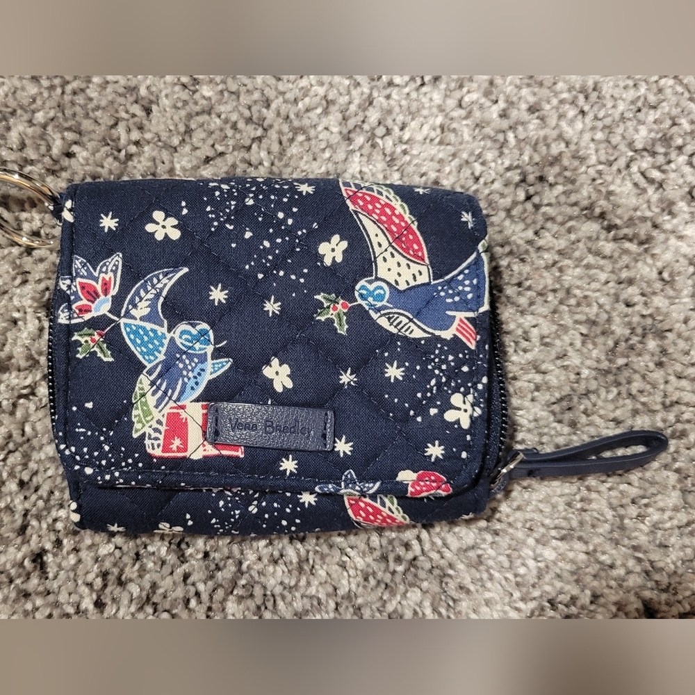 Vera Bradley Navy Quilted Wallet with Red, Blue, Green Accents